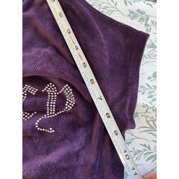 Juicy Couture Sleepwear Juniors Large Purple Ribbed Rhinestone Logo Tee - Picture 9 of 10